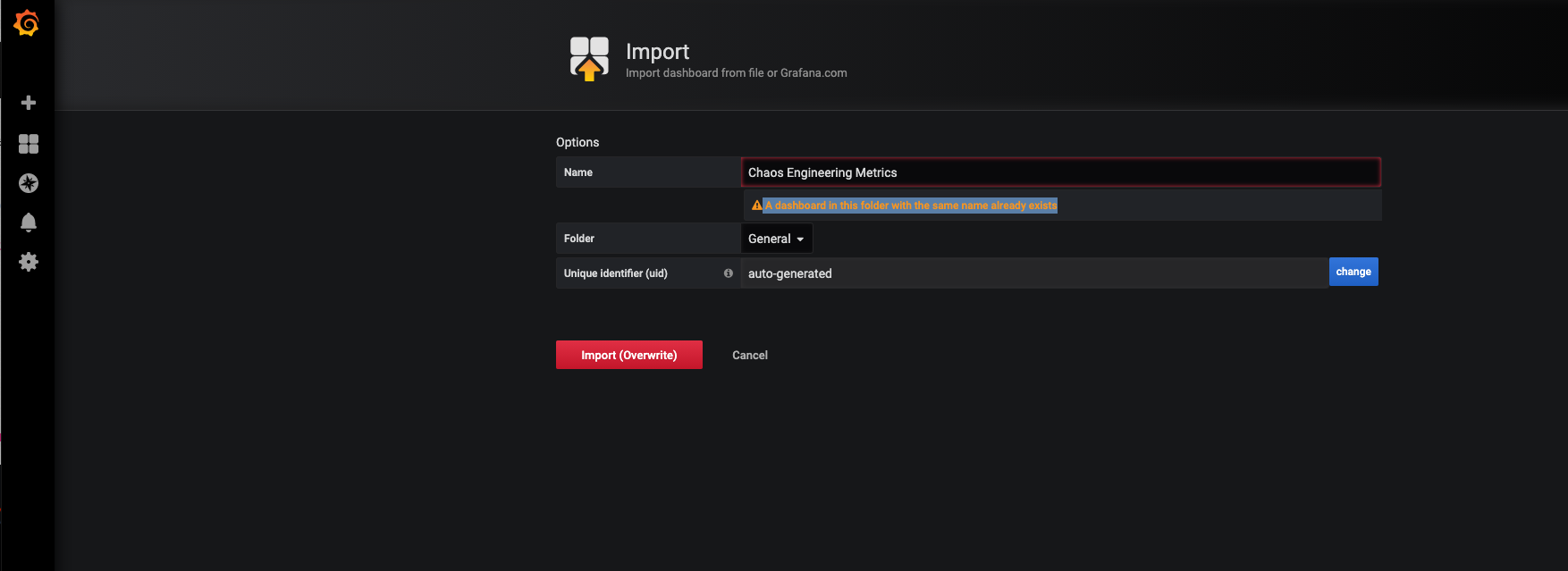 Grafana import Error - Home