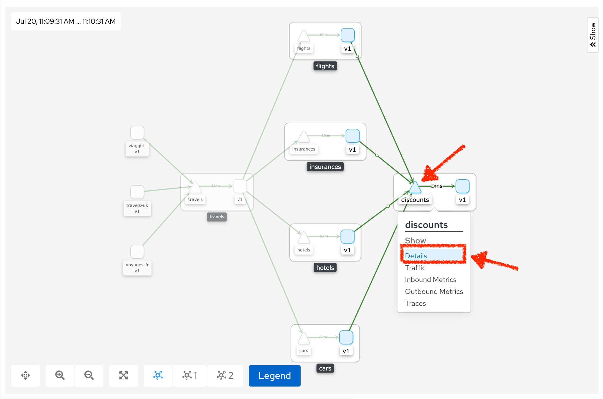 Kiali - Right Click Service