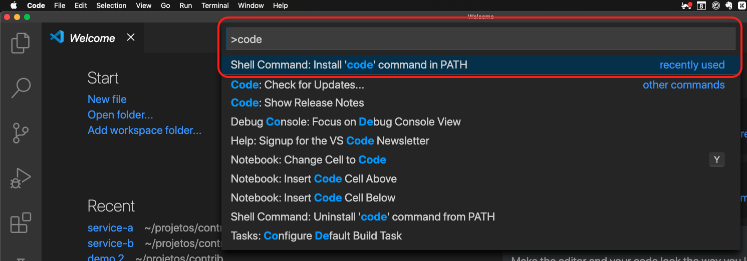 VSCode Install Code Command