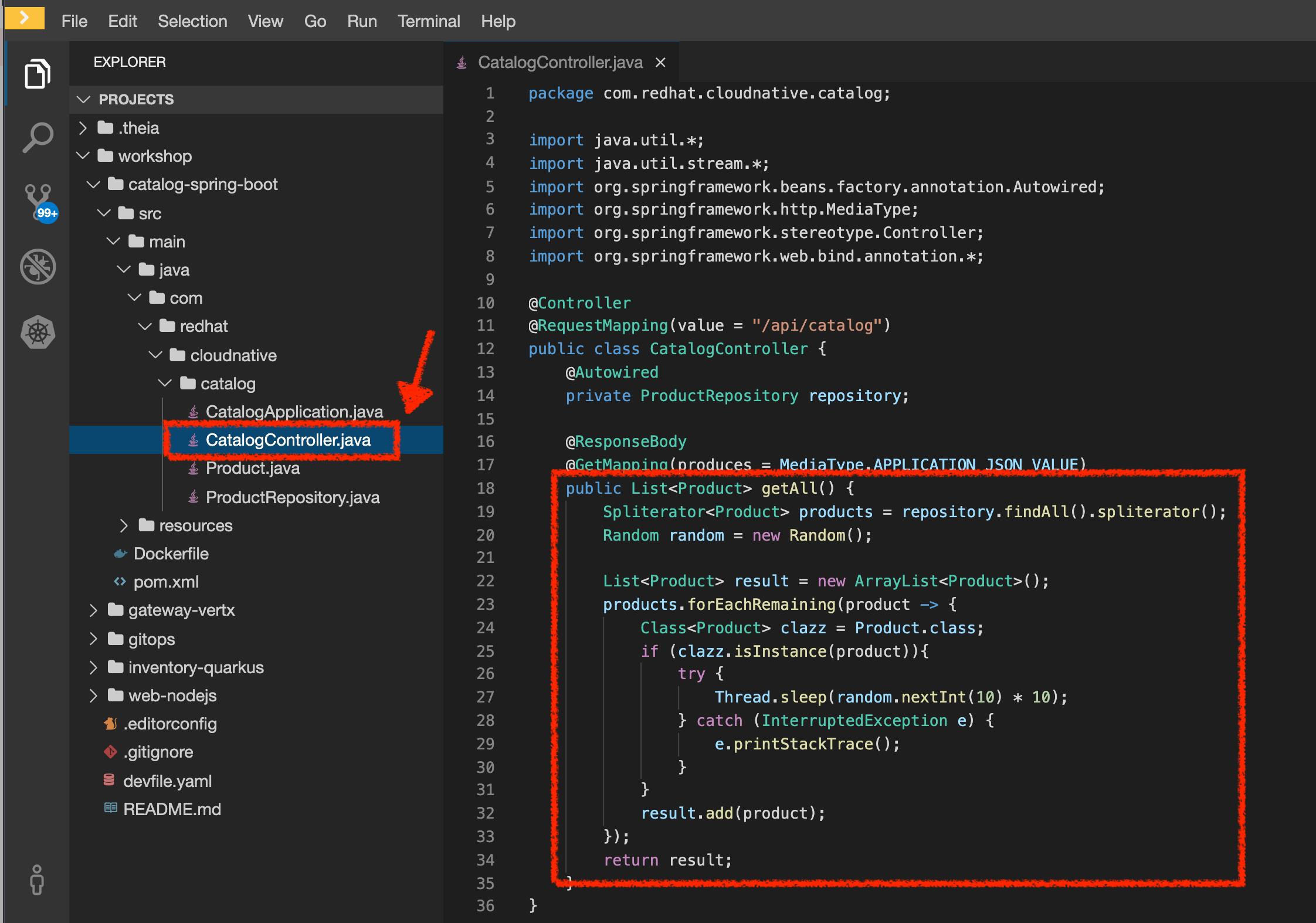 Catalog Controller - Java code