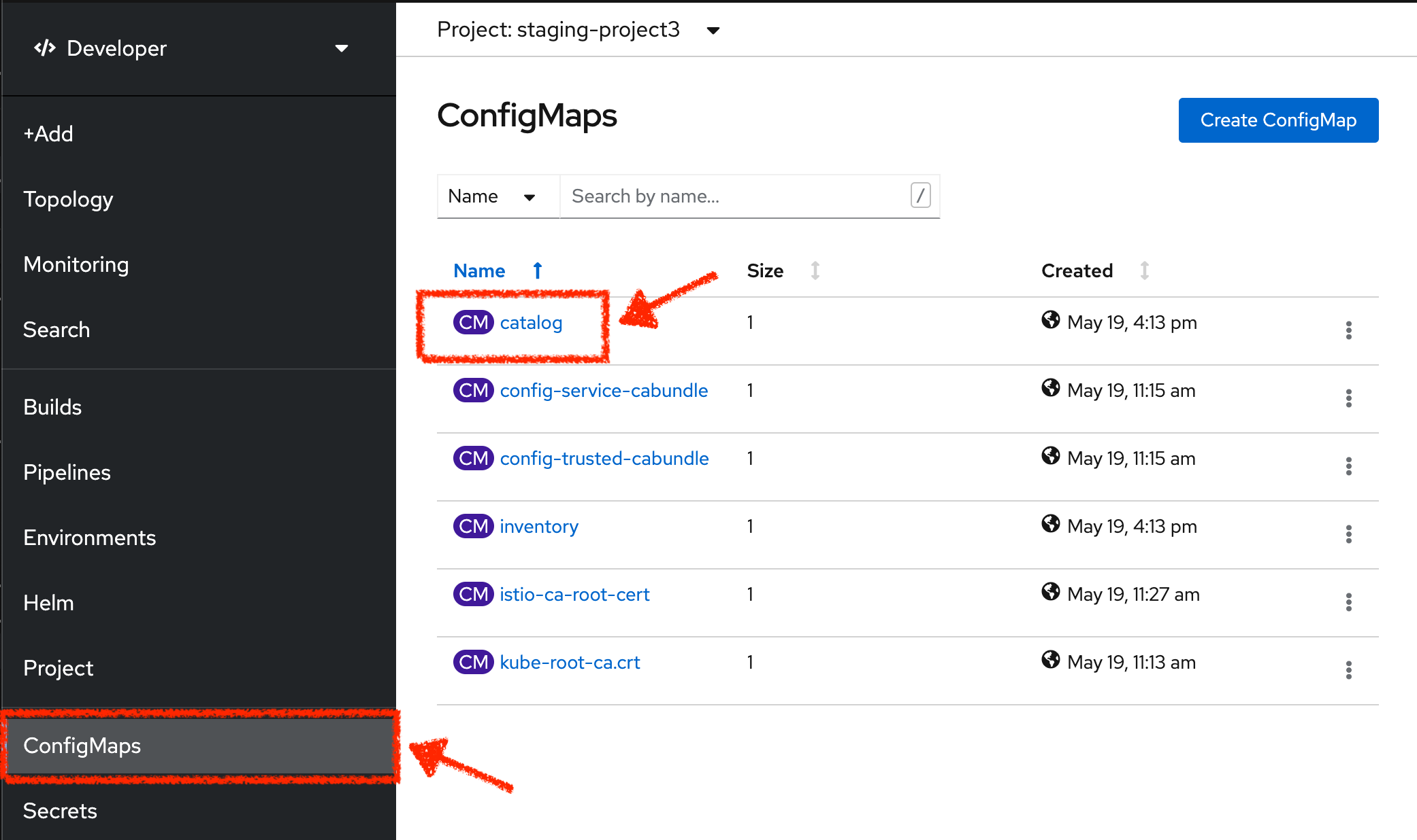 Che - OpenShift Create Config Map