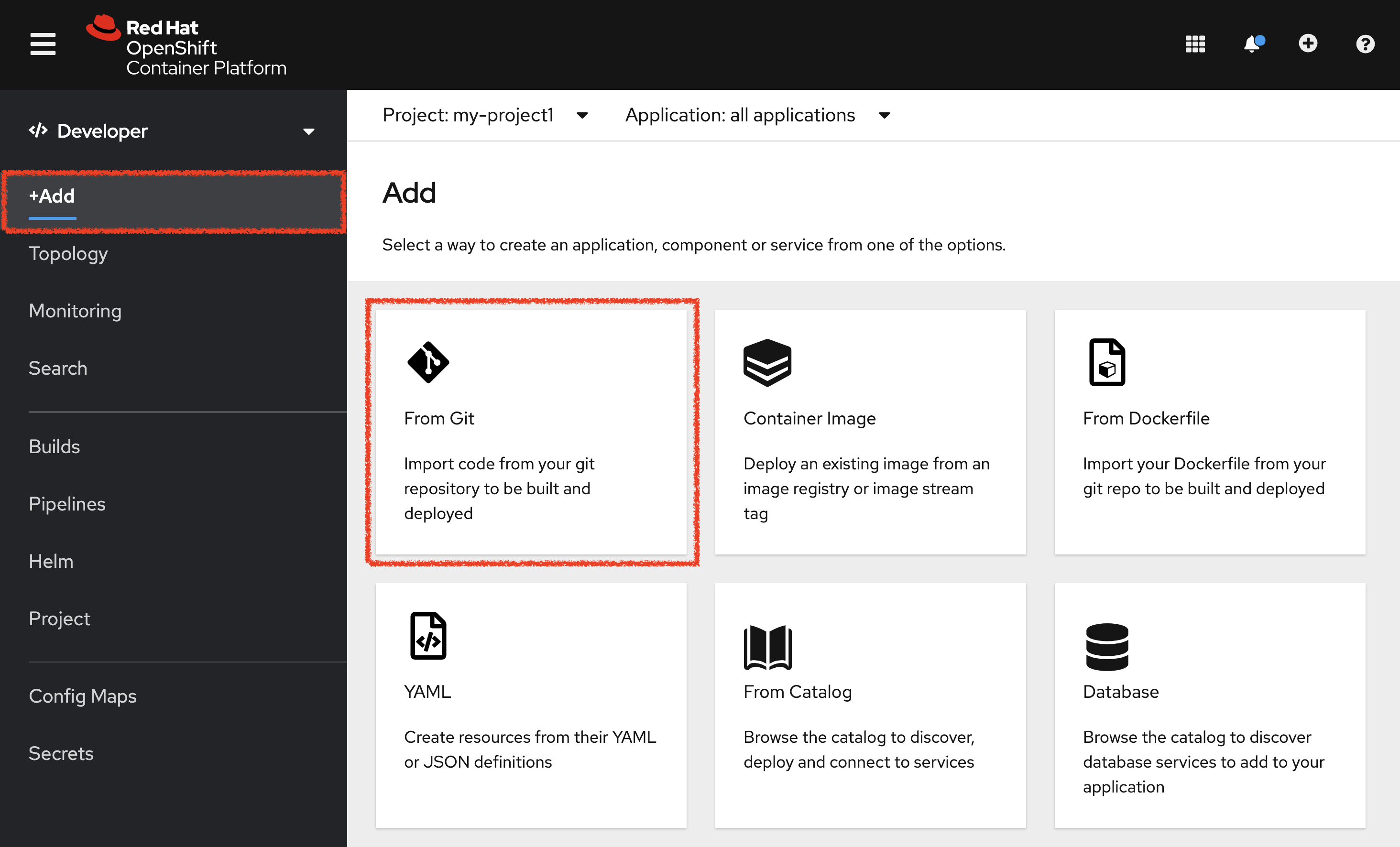 OpenShift - Add from Git