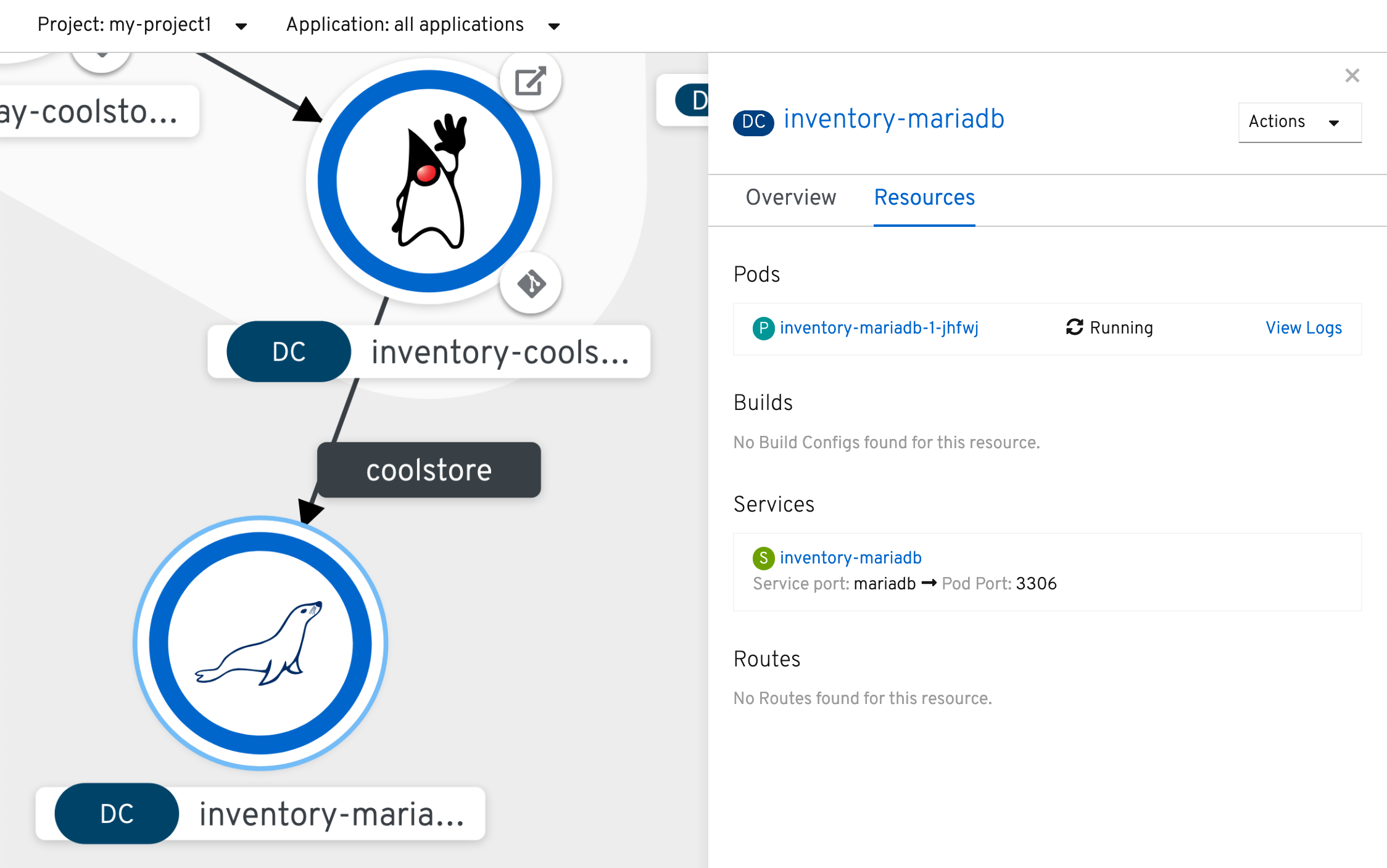 OpenShift - Inventory MariaDB