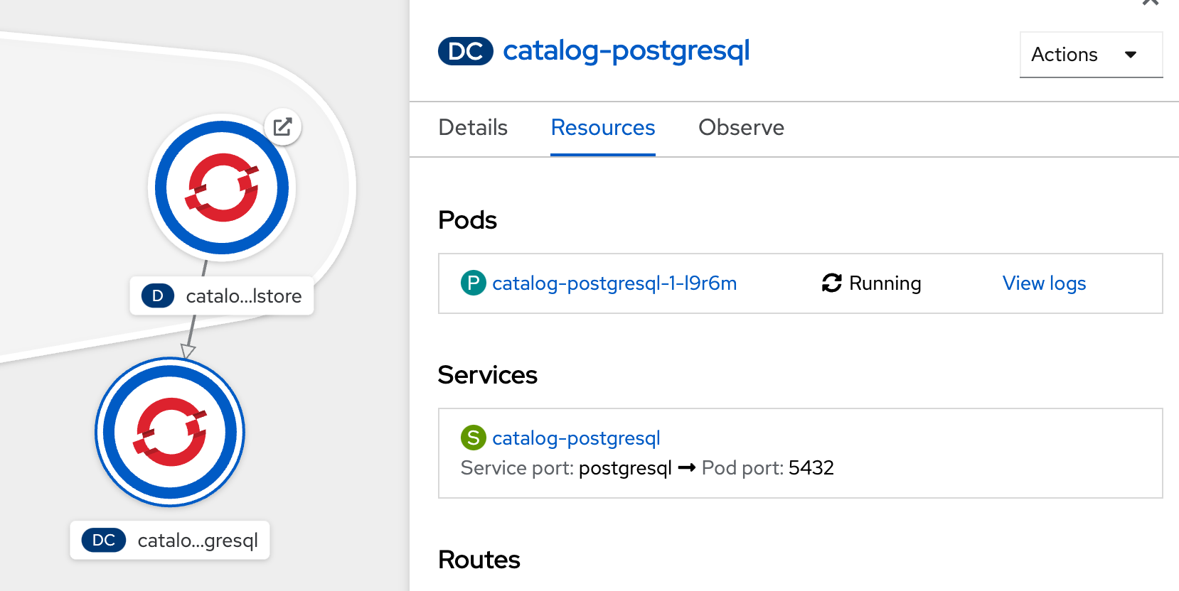 OpenShift - Catalog PostgreSQL