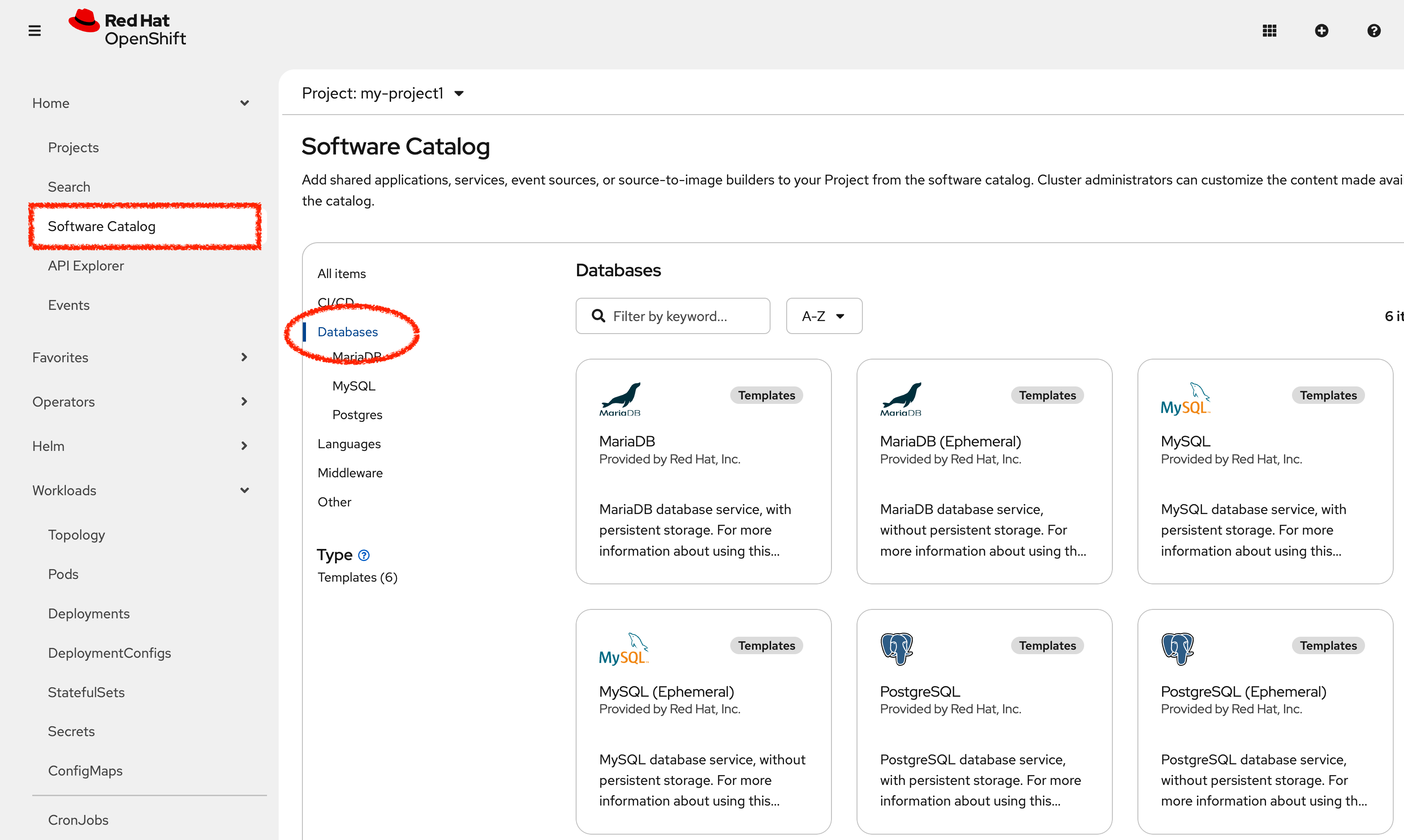 OpenShift - Add database