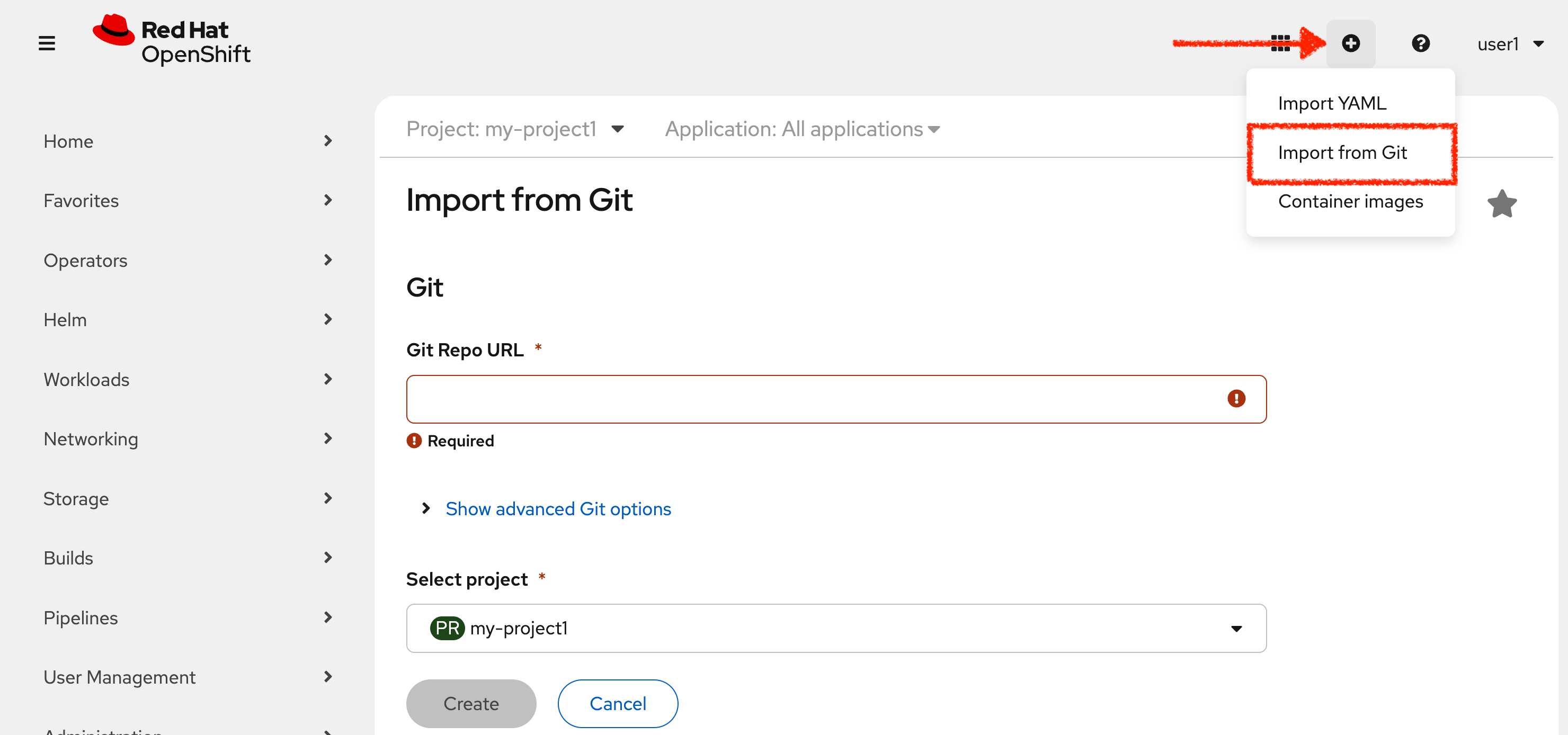 OpenShift - Add from Git