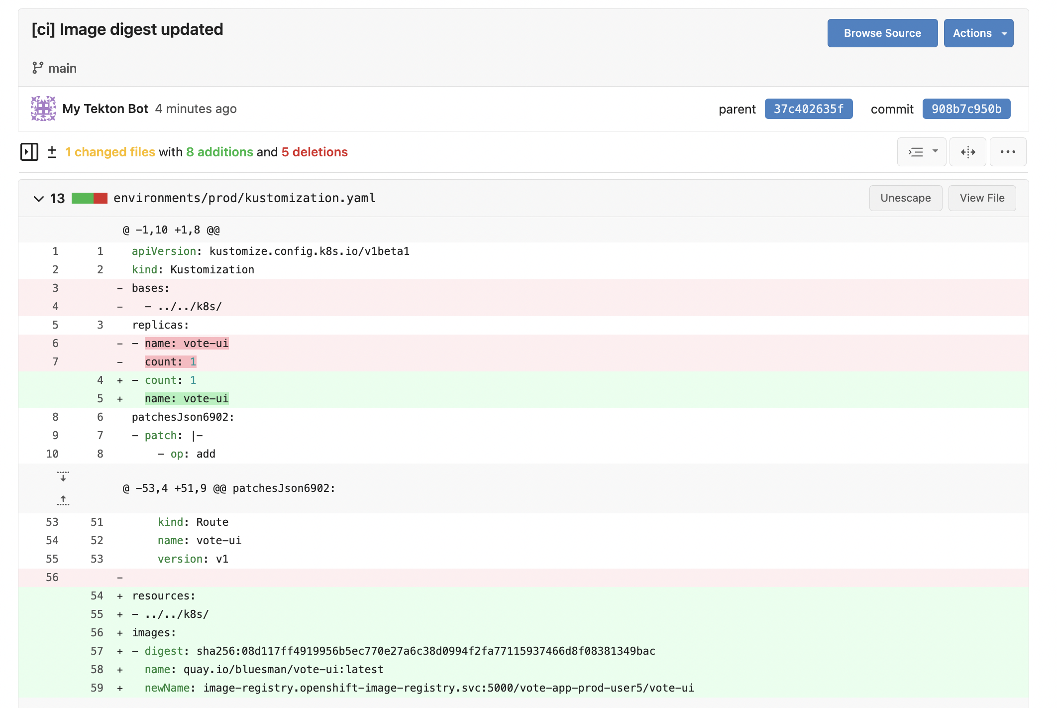 pipeline prod ui gitops