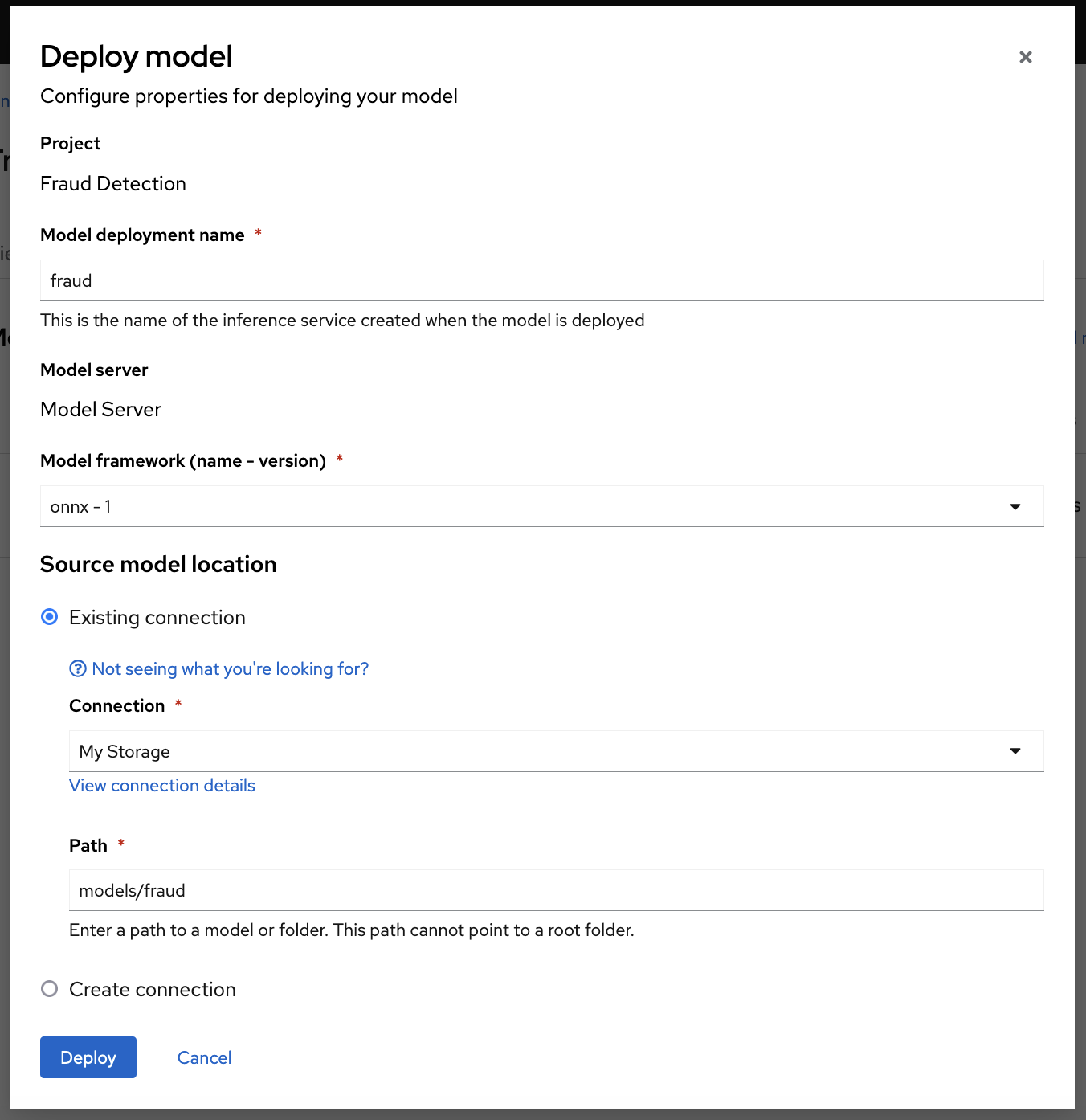 Deploy Model Form