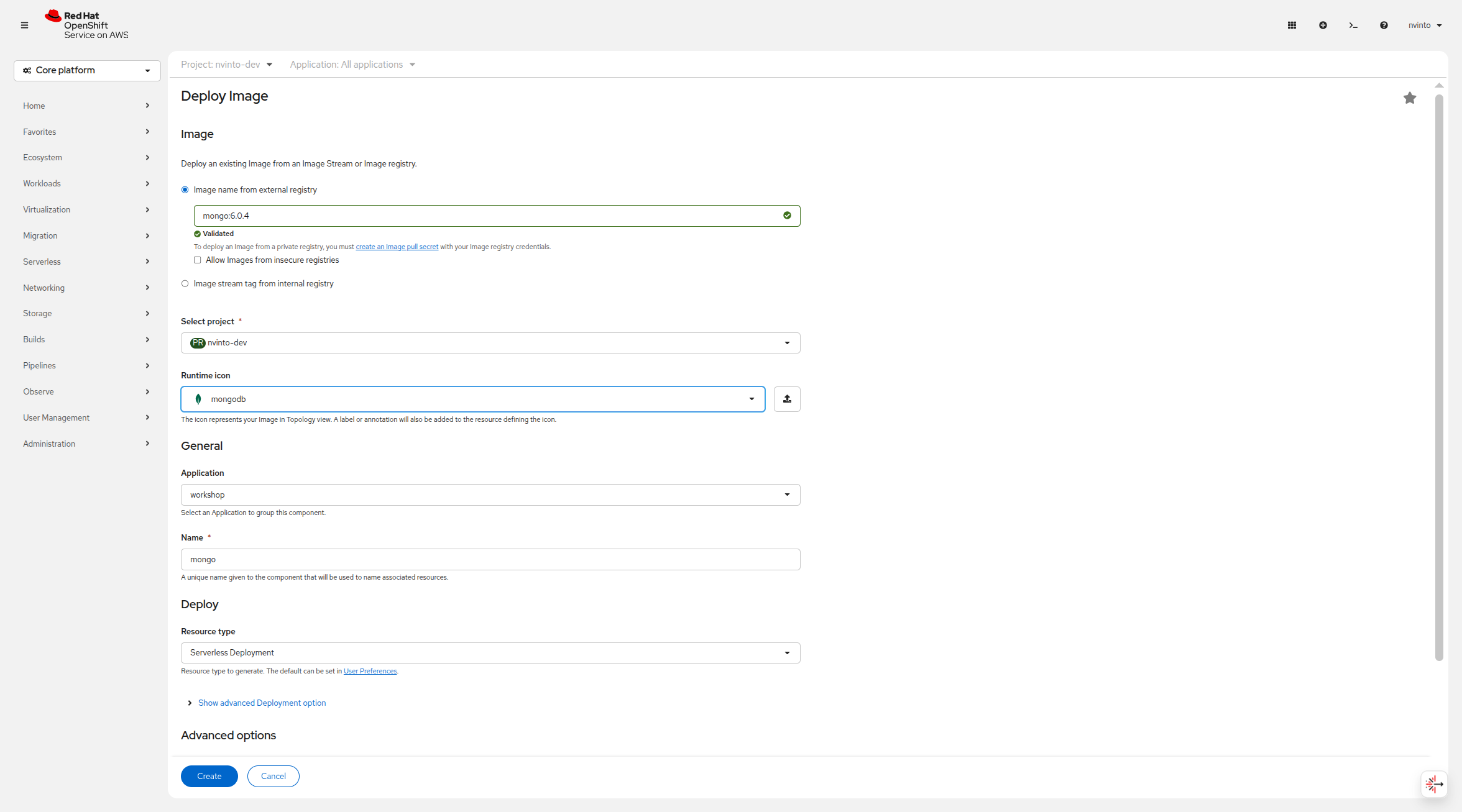 MongoDB Image Deployment Image Setting