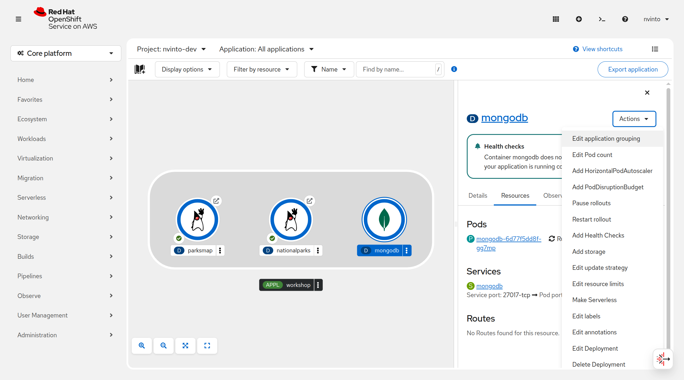 MongoDB Deployment Labels Option