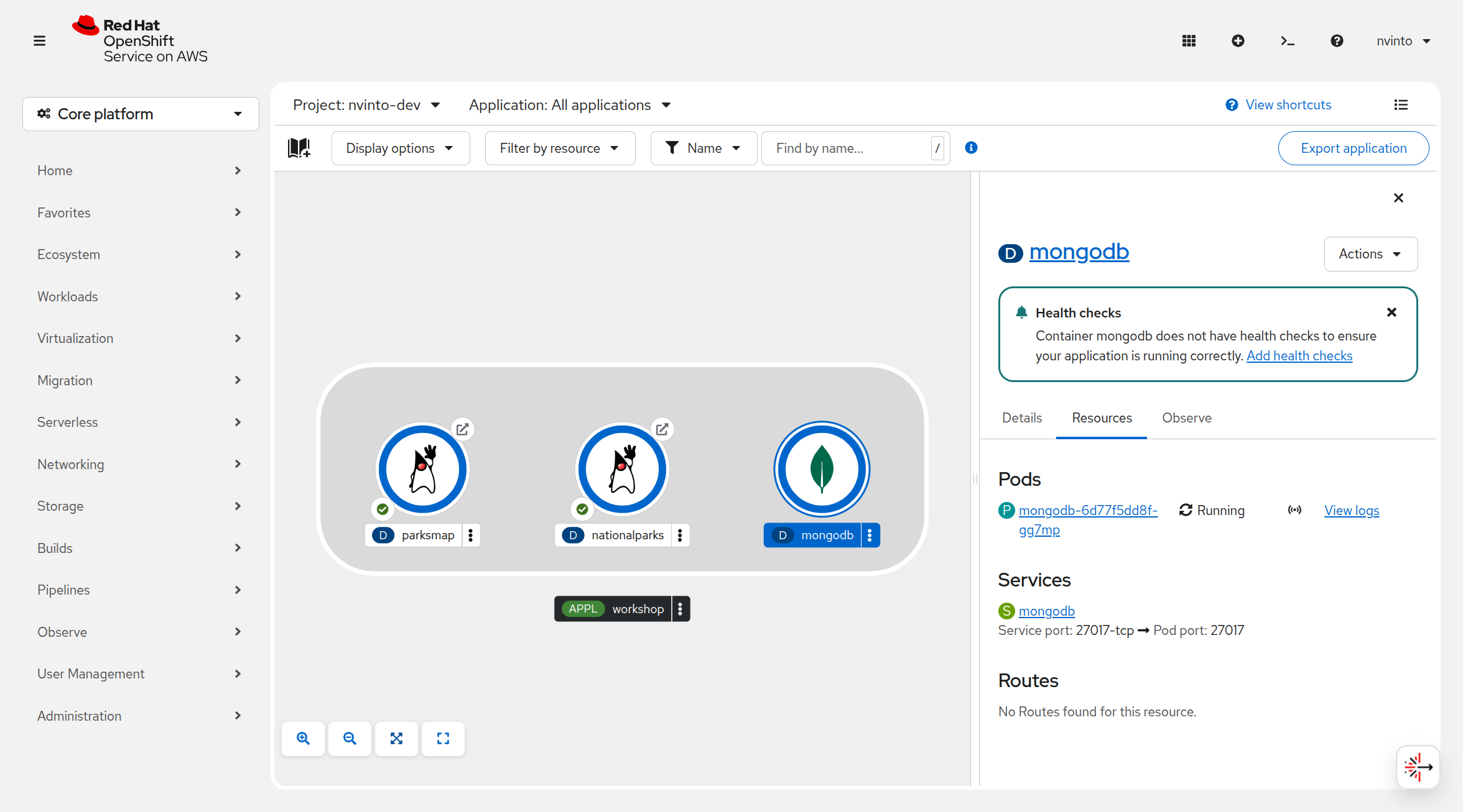 MongoDB Deployment Pod