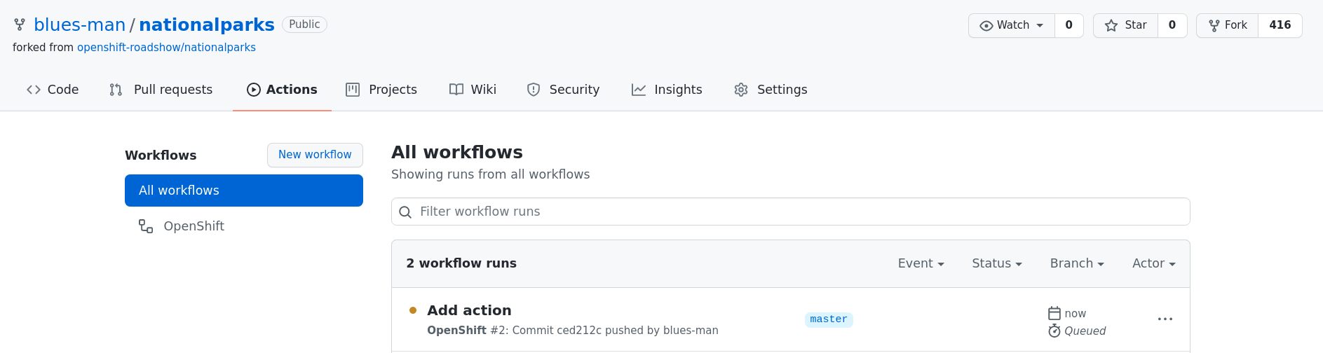 GitHub Action created