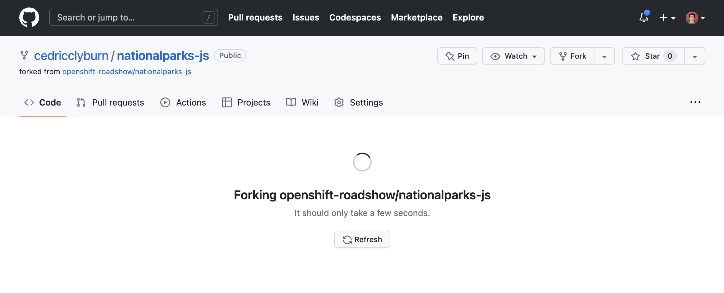 Fork in progress