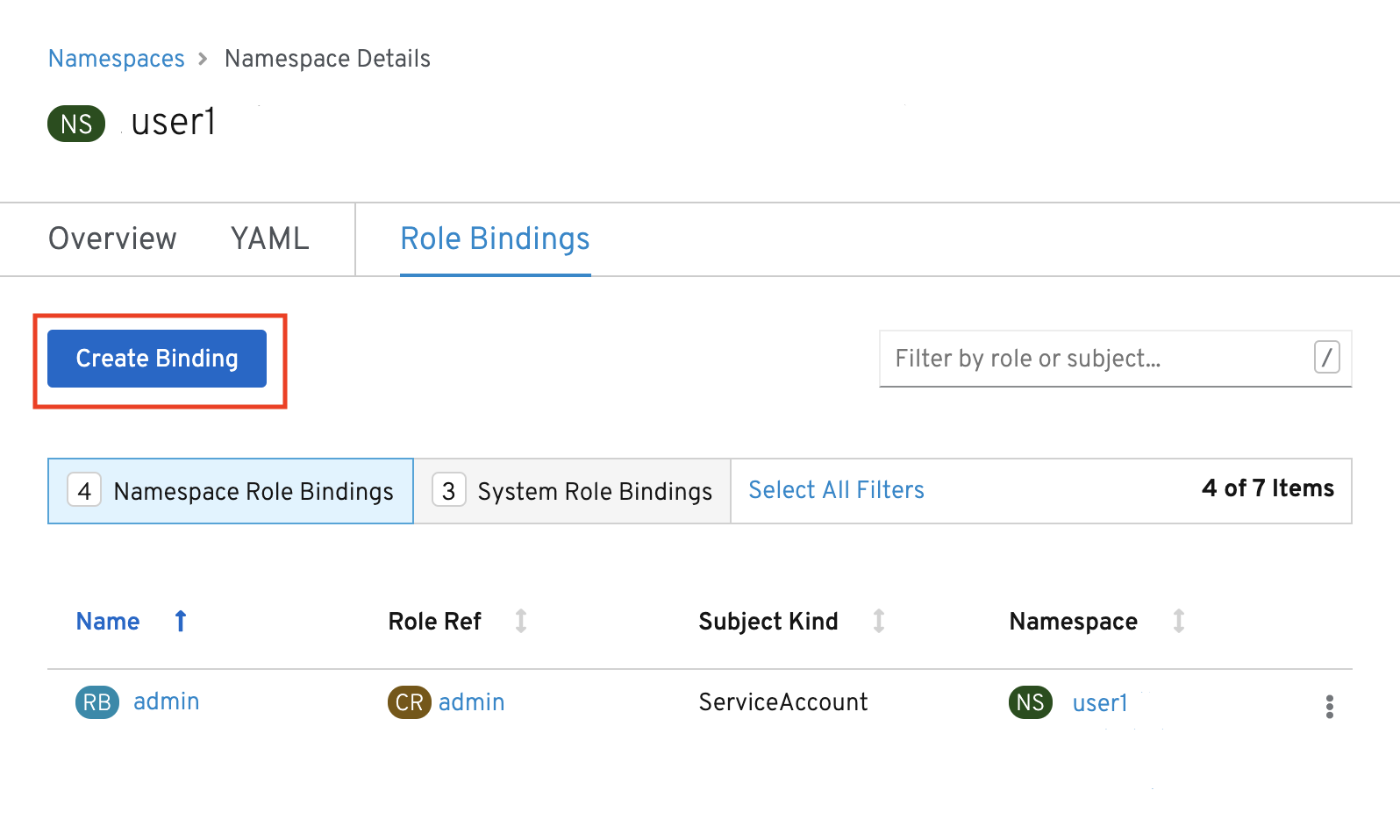 Service account list