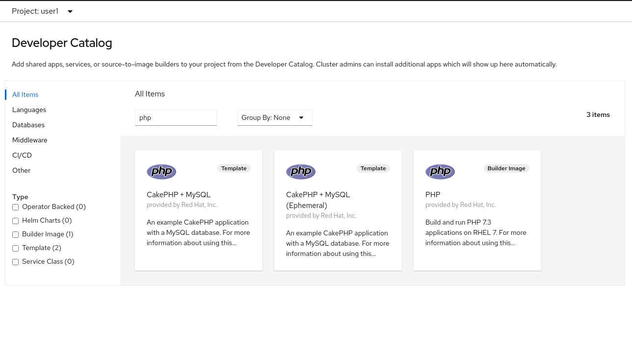 Developer Catalog Languages