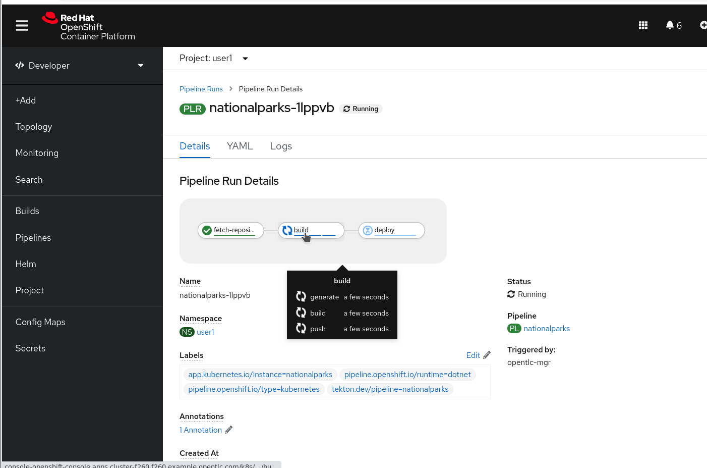 Pipeline running animation