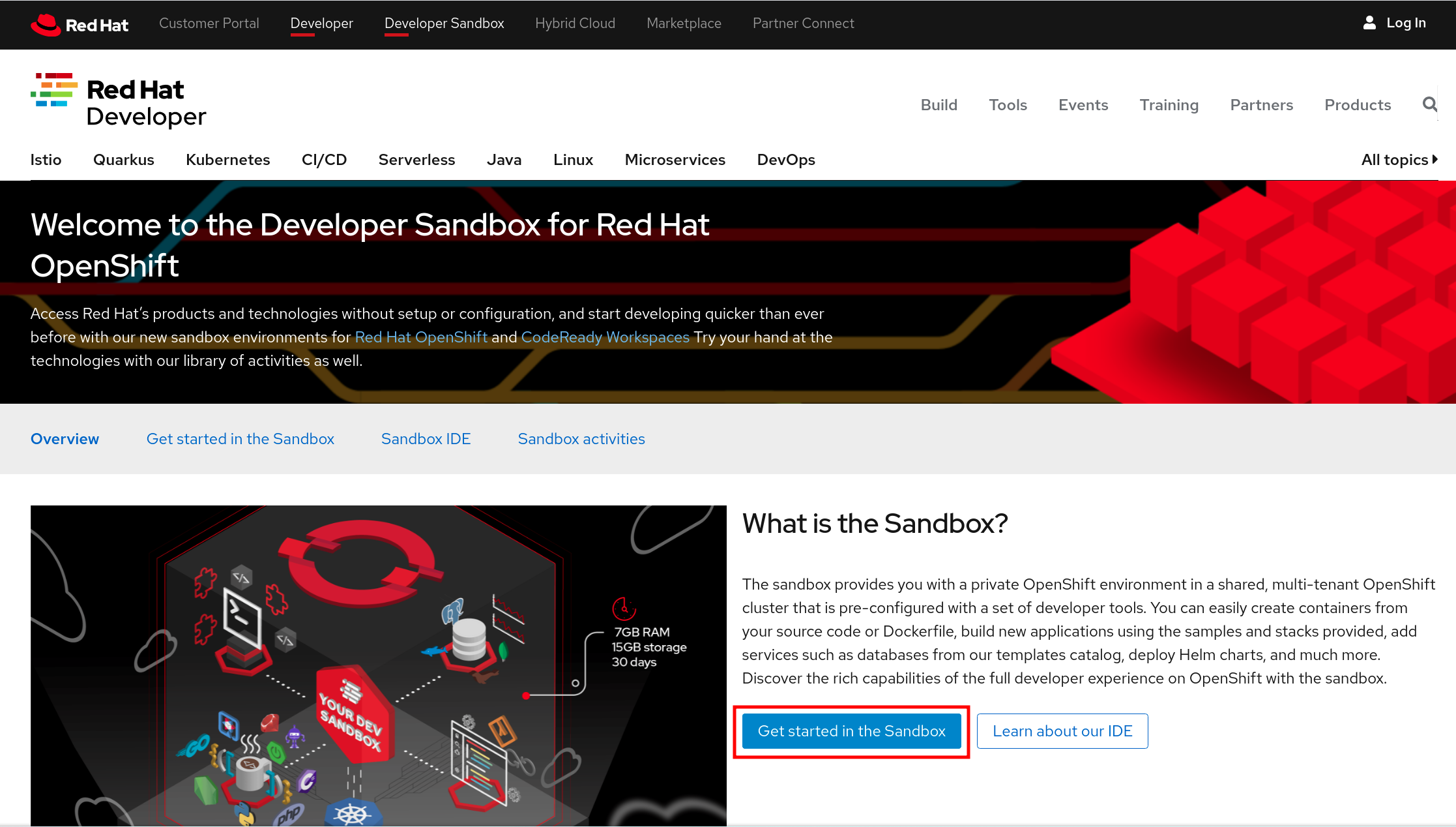 Developer Sandbox Sign-up Page