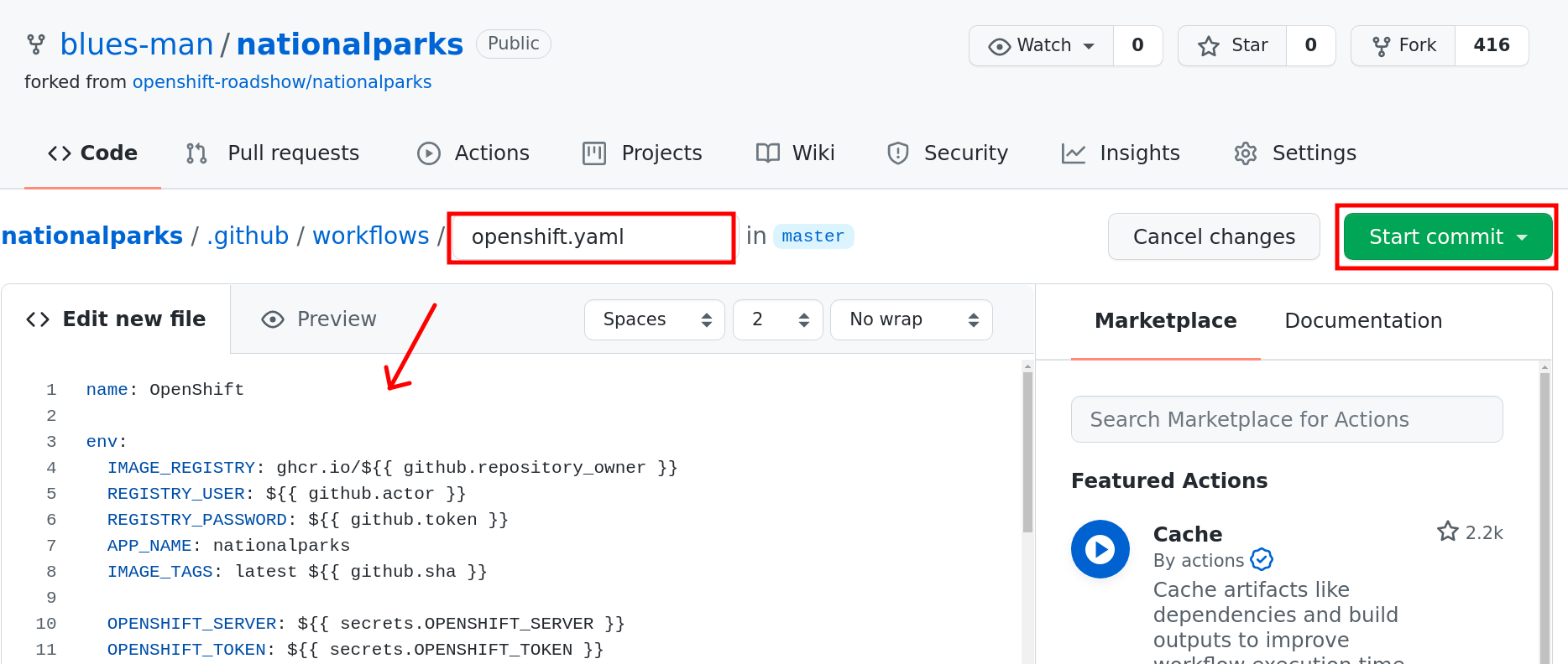 Create OpenShift Action