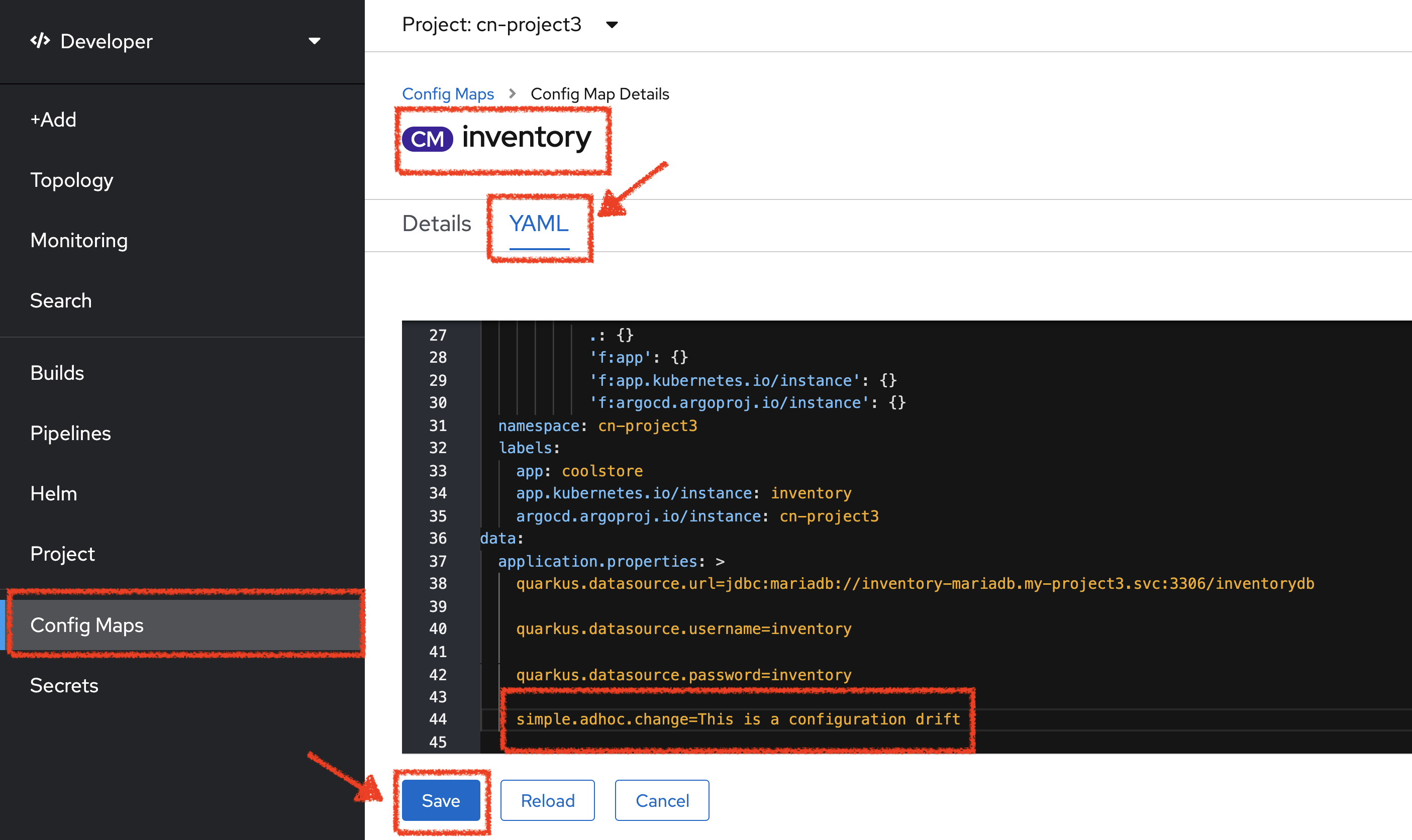 OpenShift - CM Inventory Configuration Drift