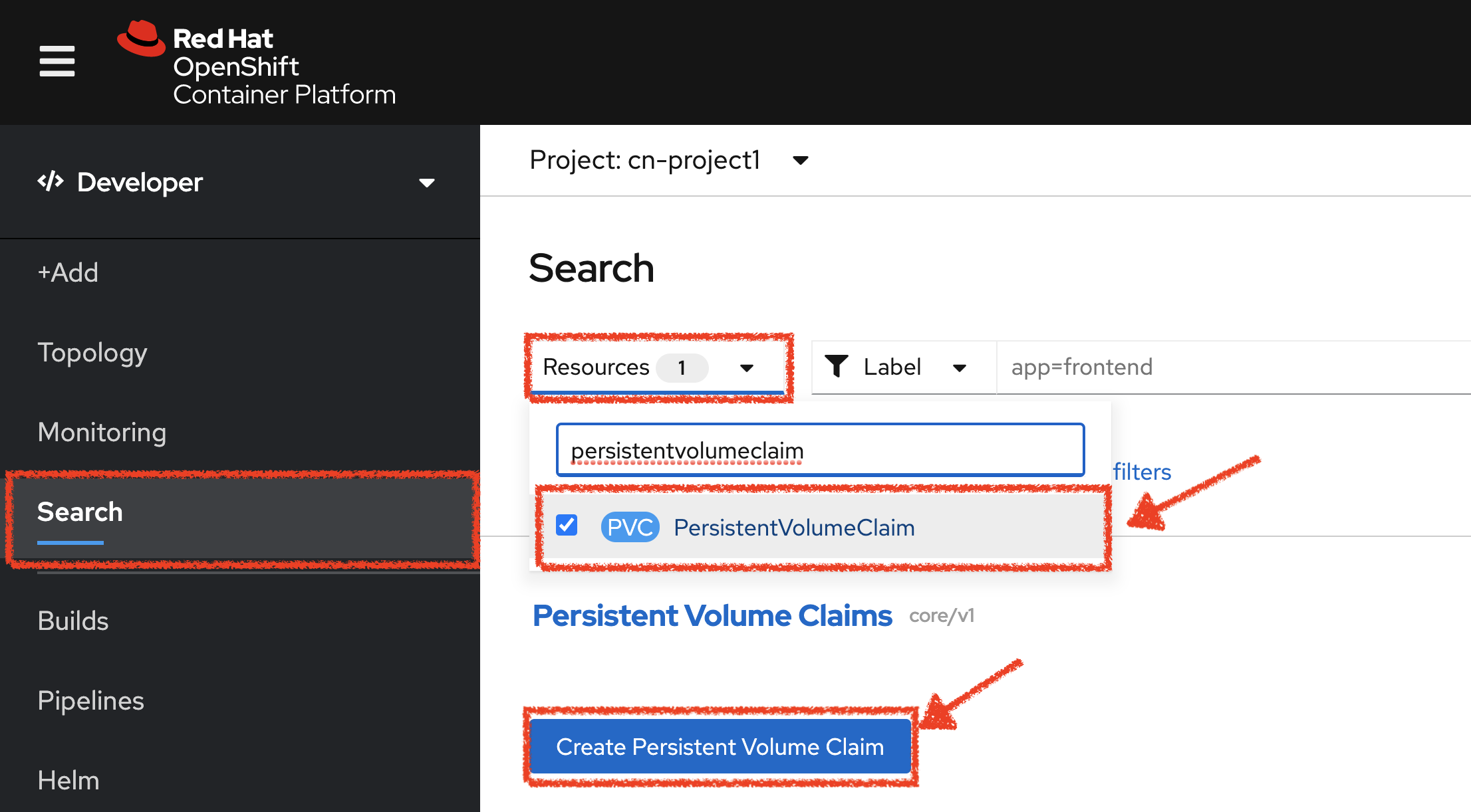 OpenShift - Create PVC