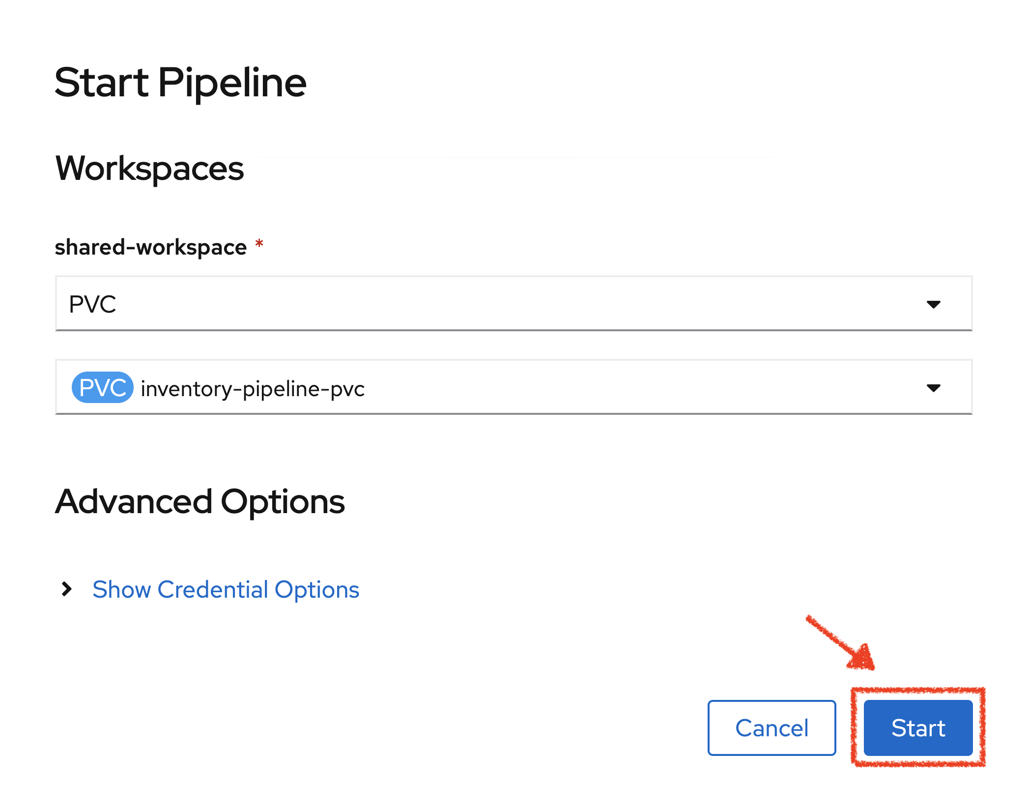 OpenShift Inventory Pipeline Parameters