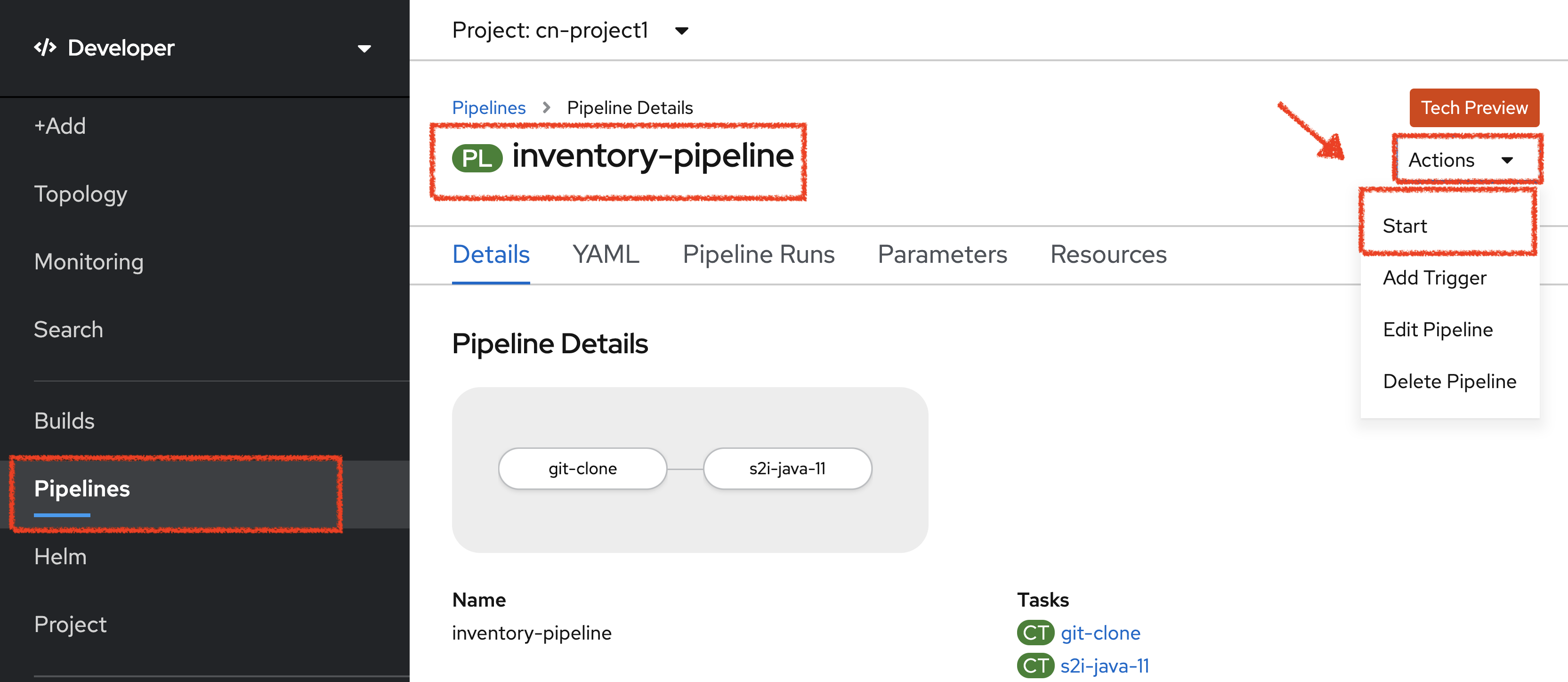 OpenShift Start Inventory Pipeline
