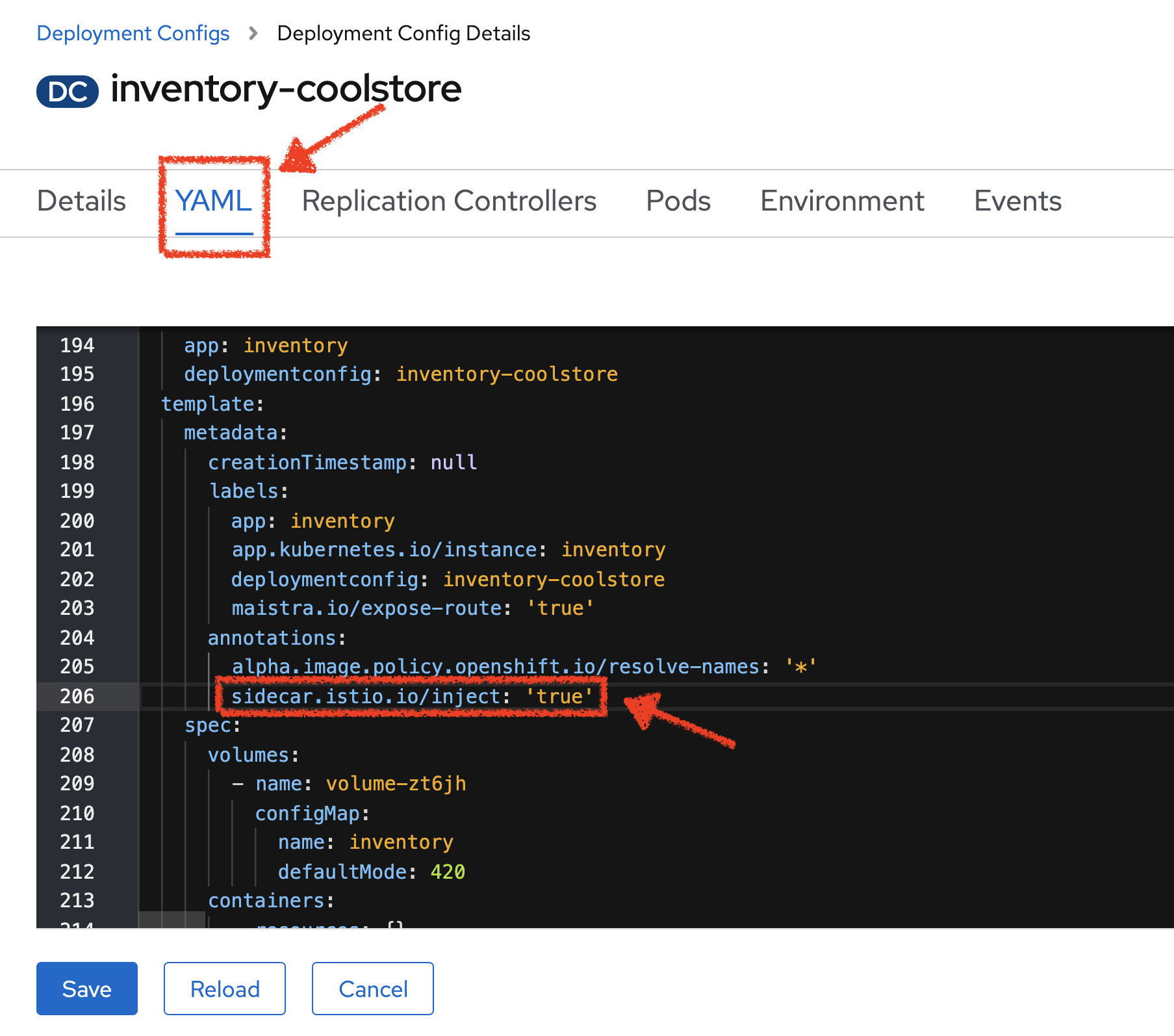OpenShift - Enable Istio Inventory