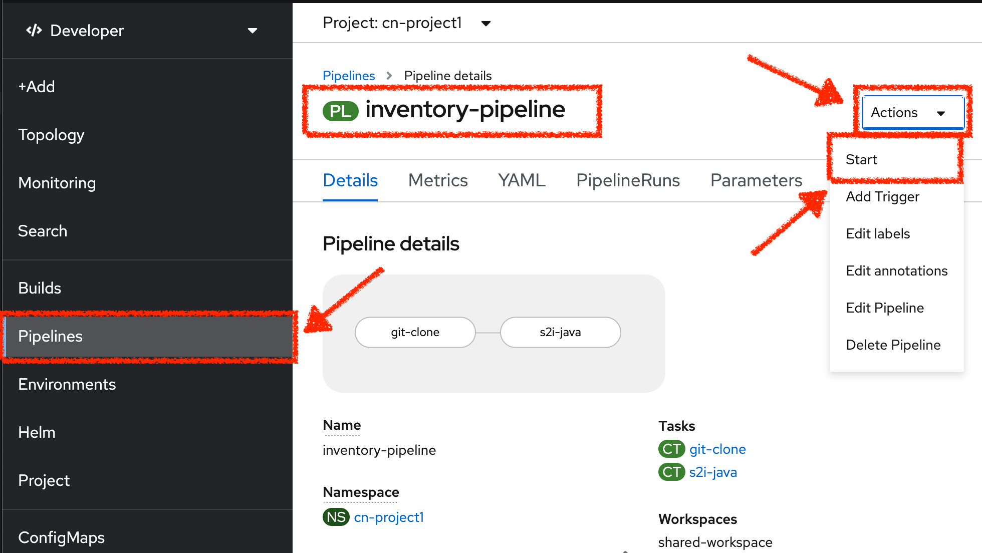 OpenShift Start Inventory Pipeline