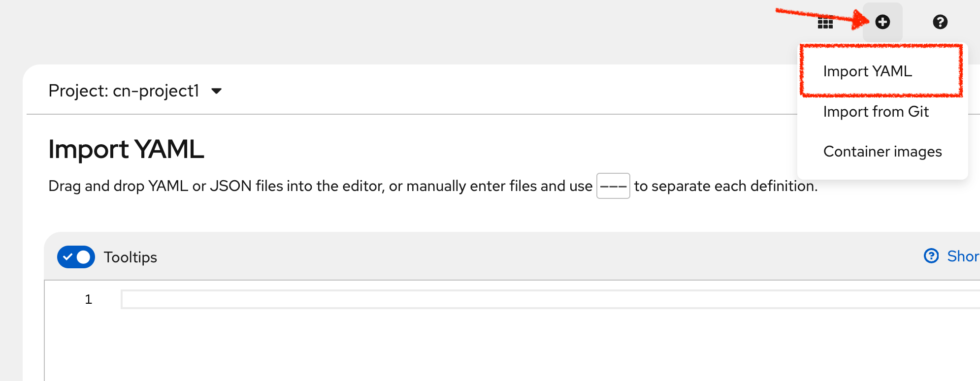 OpenShift - Import YAML