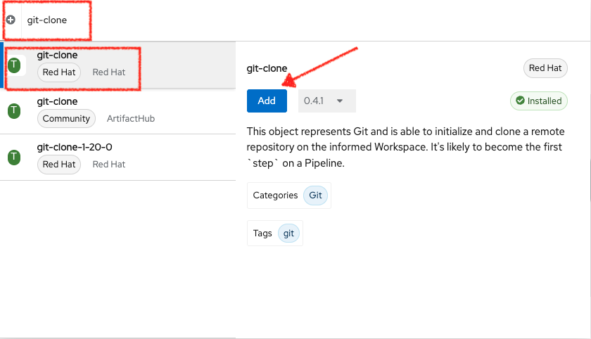 OpenShift - Add Git Clone Task