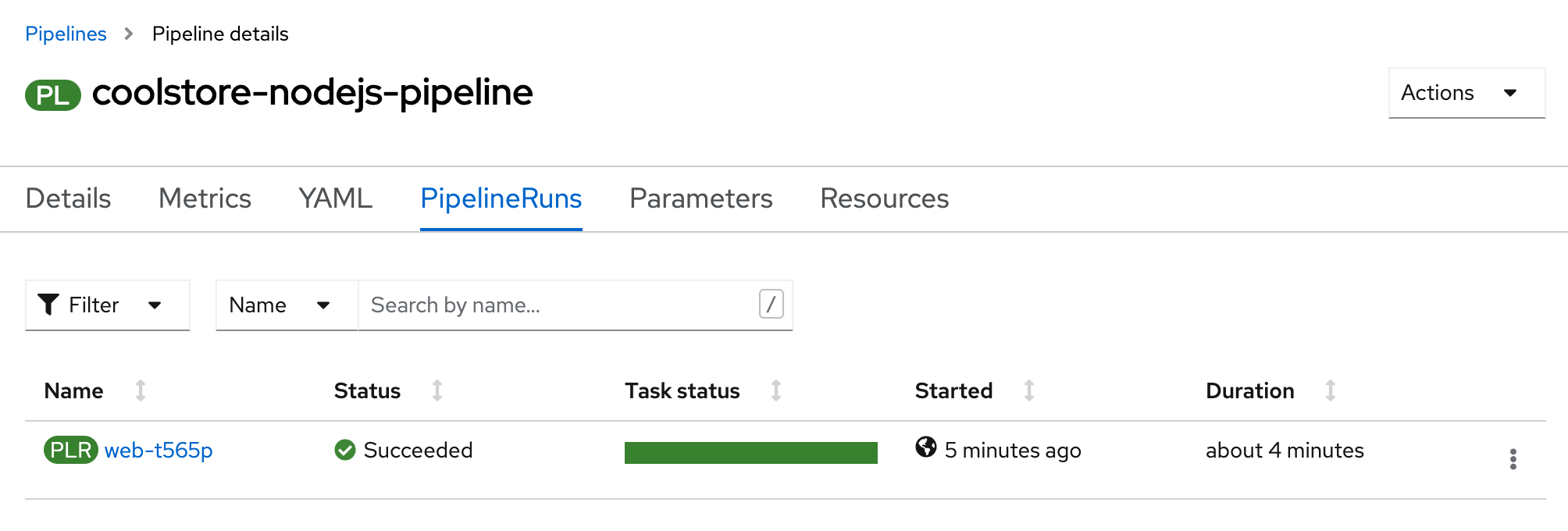 OpenShift Pipeline Runs