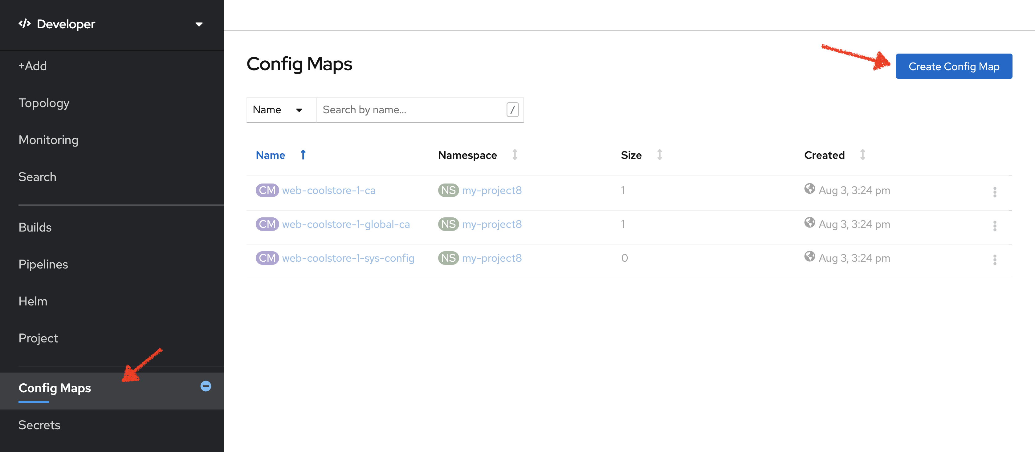 Che - OpenShift Create Config Map