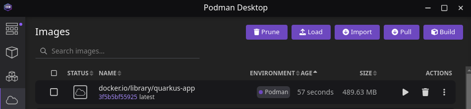 Podman Desktop Built Image