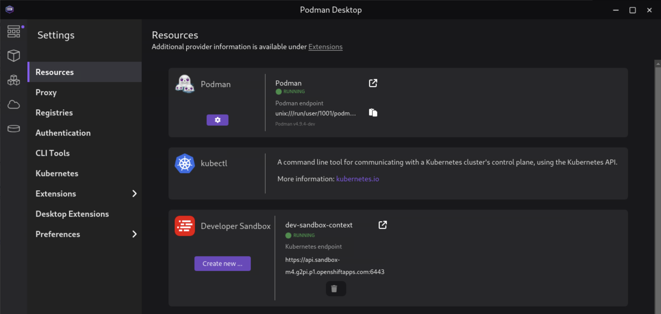 Podman Desktop Developer Sandbox Cluster