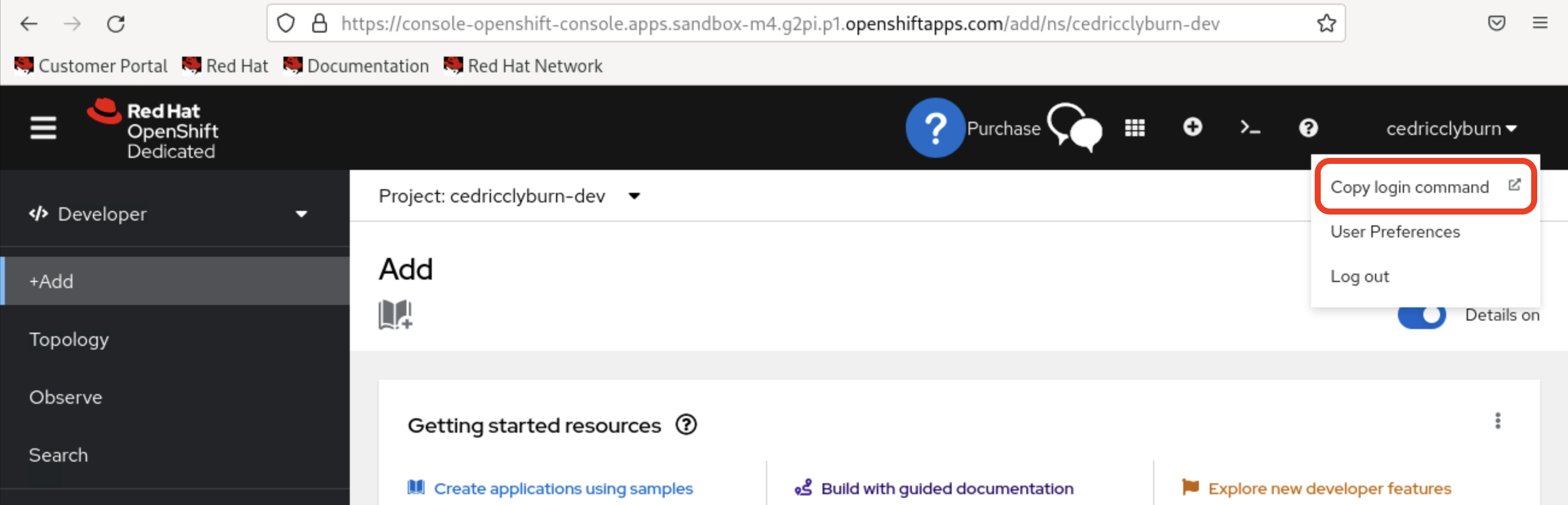 Podman Desktop Copy Login Command