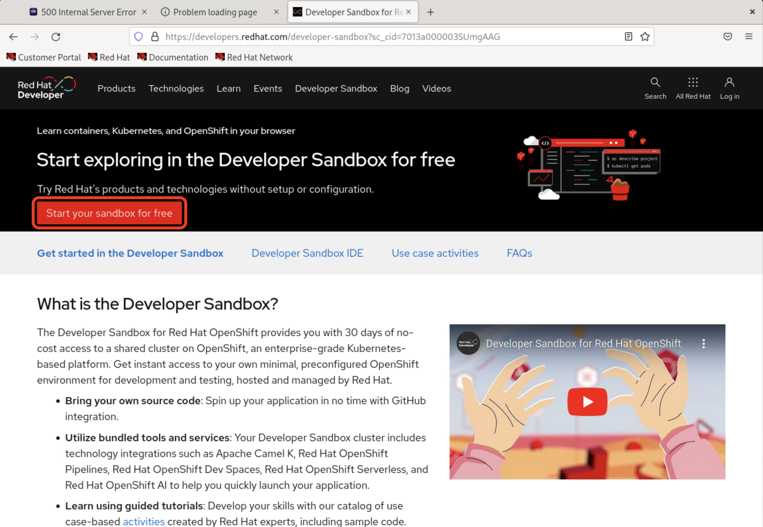 Podman Desktop Login Developer Sandbox
