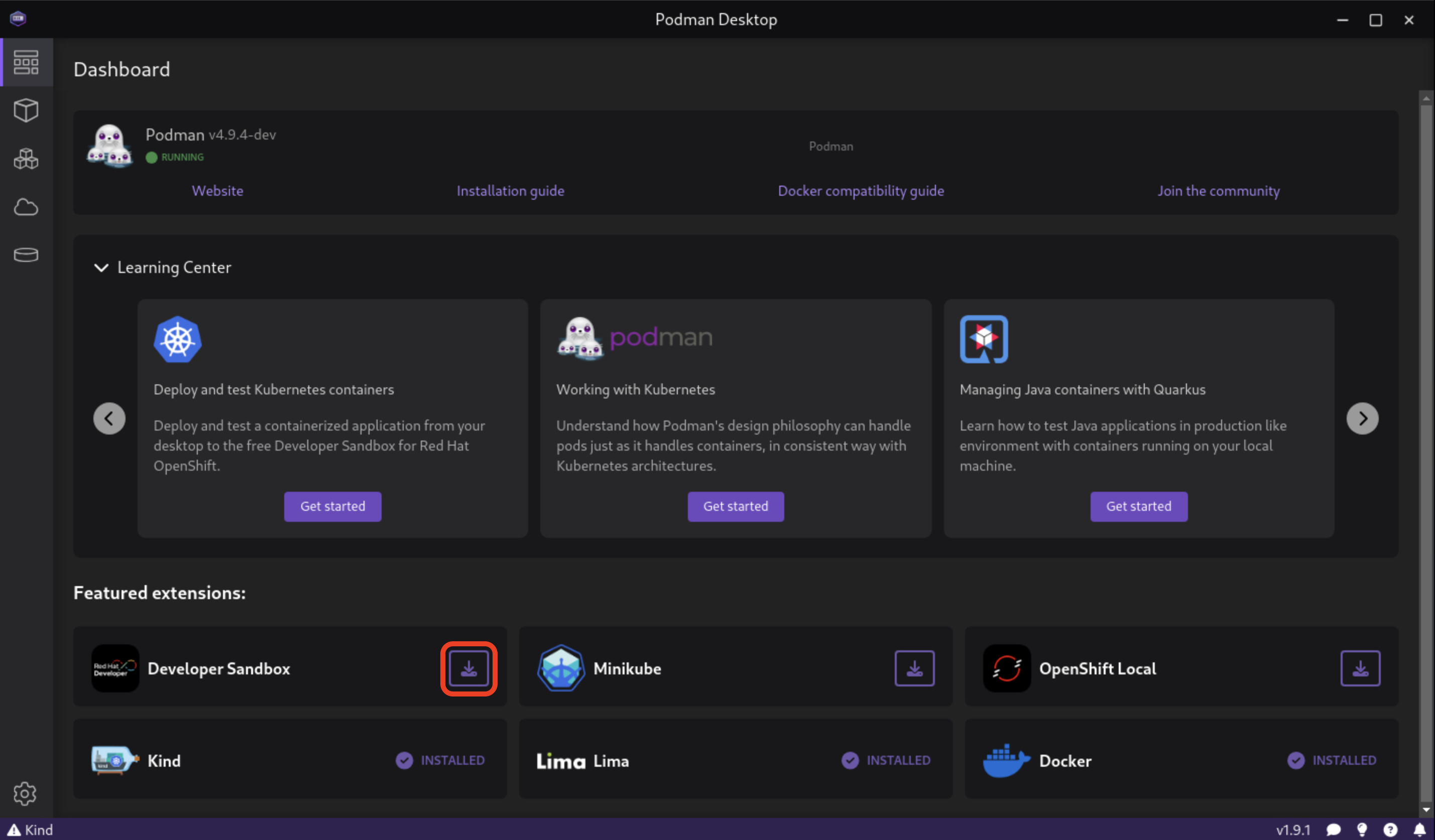 Podman Desktop Extensions