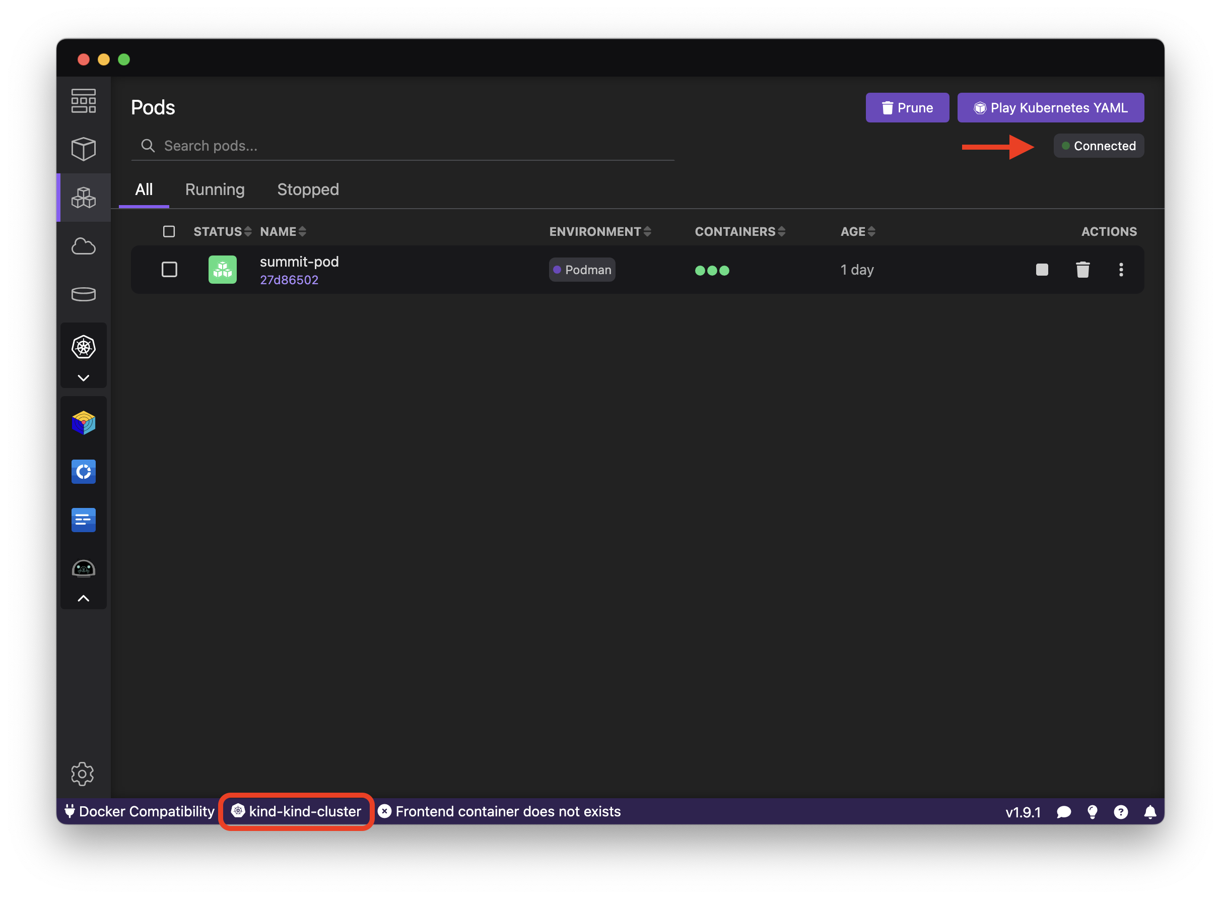 Podman Desktop Kubernetes Cluster