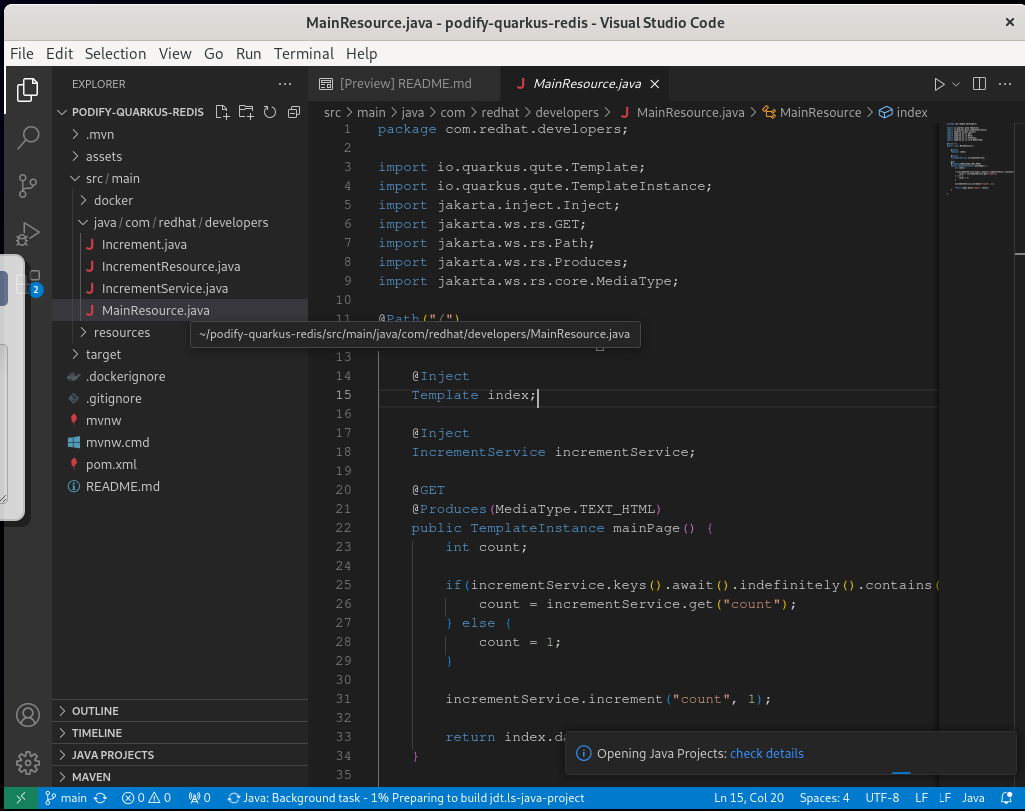 Podman Desktop Quarkus Source Code