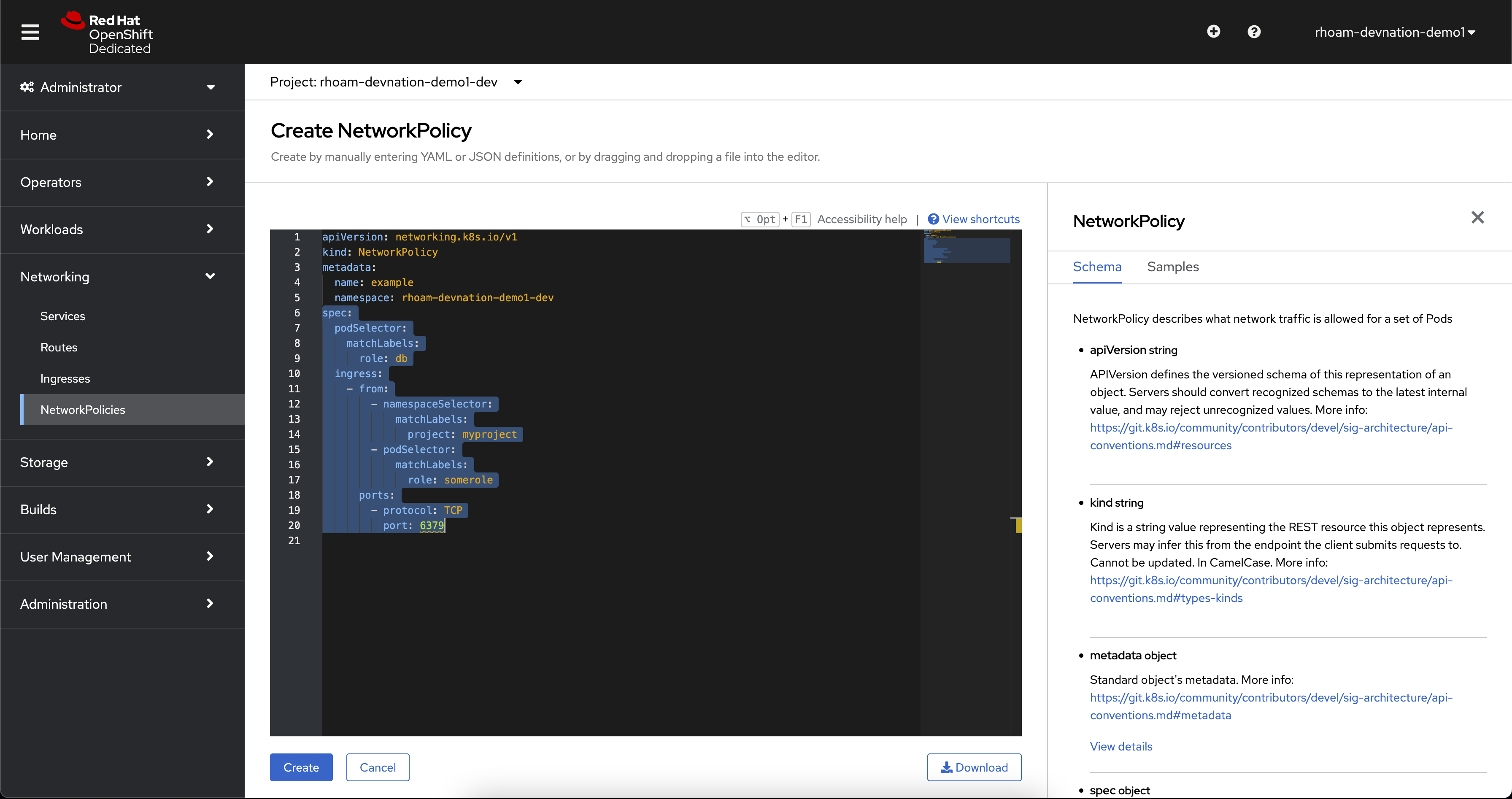 admin network policies old yaml