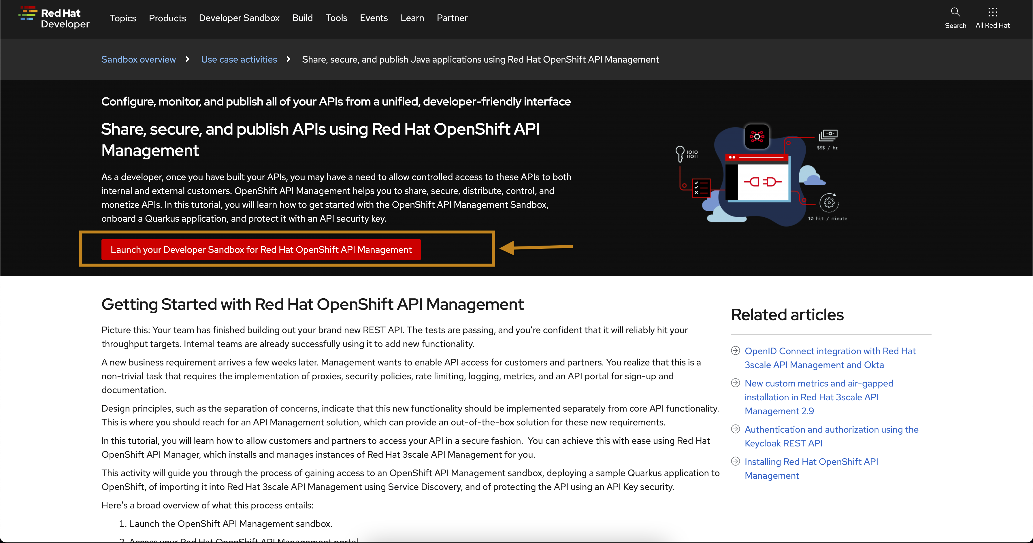 rhoam sandbox landing