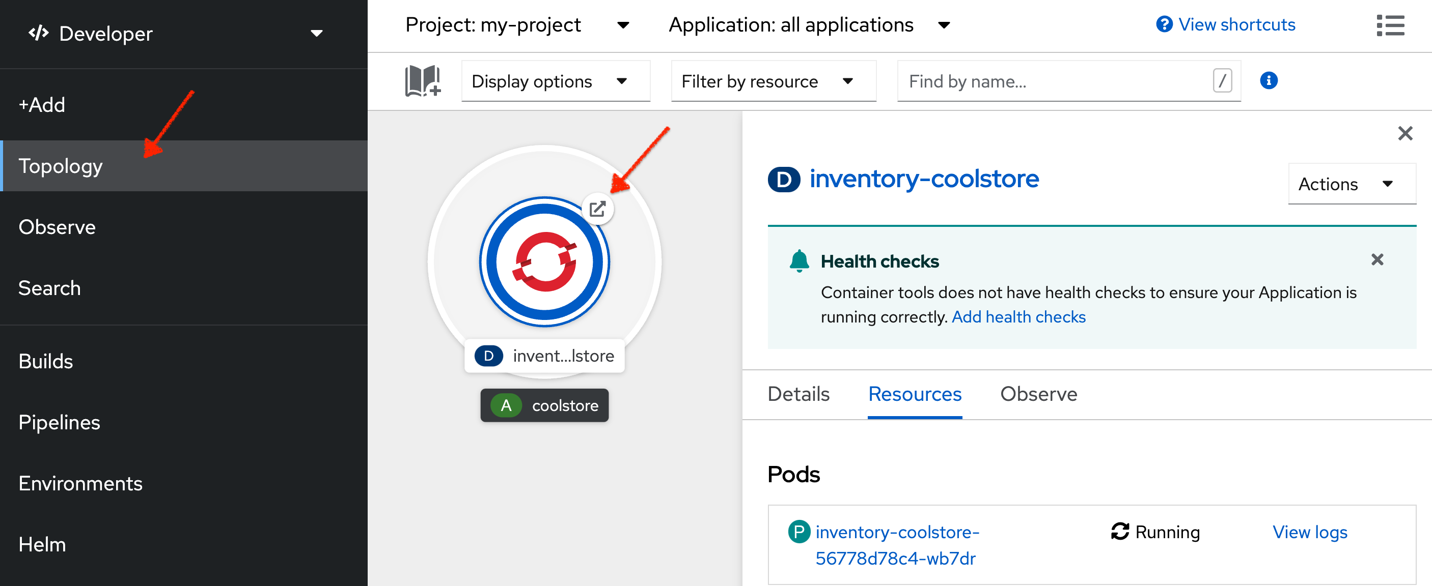 OpenShift - Inventory Topology