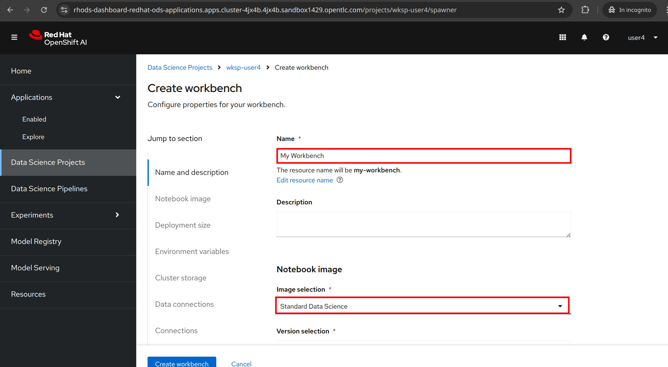 Create Workbench Form