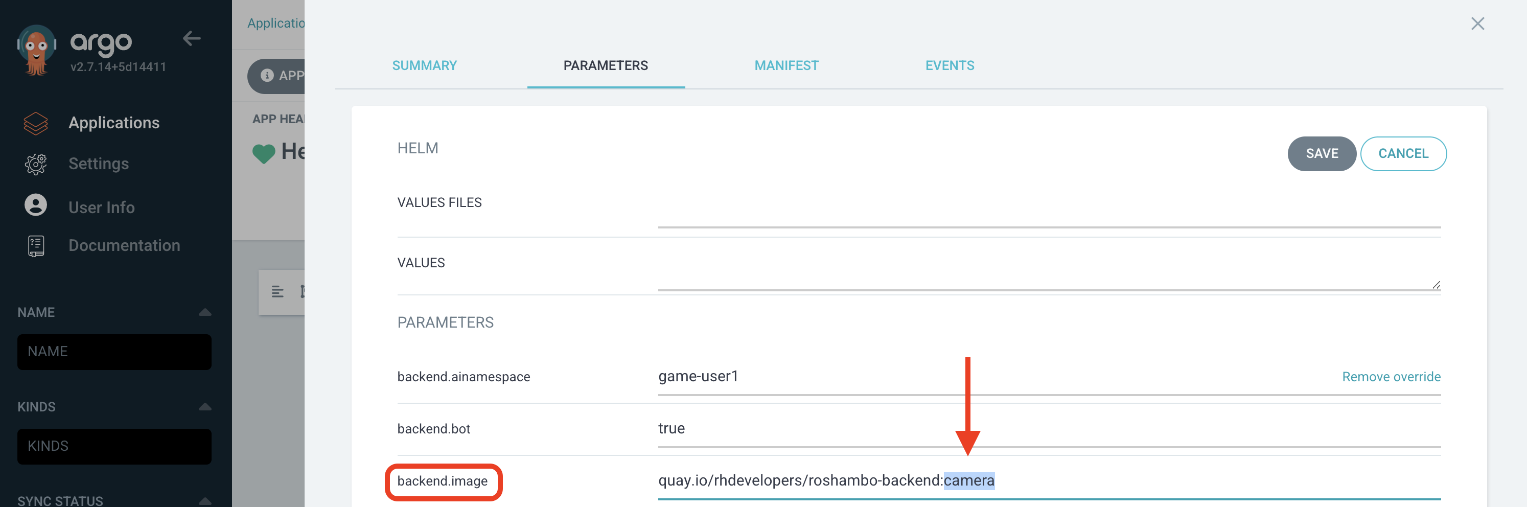 AI Game Argo CD Parameters