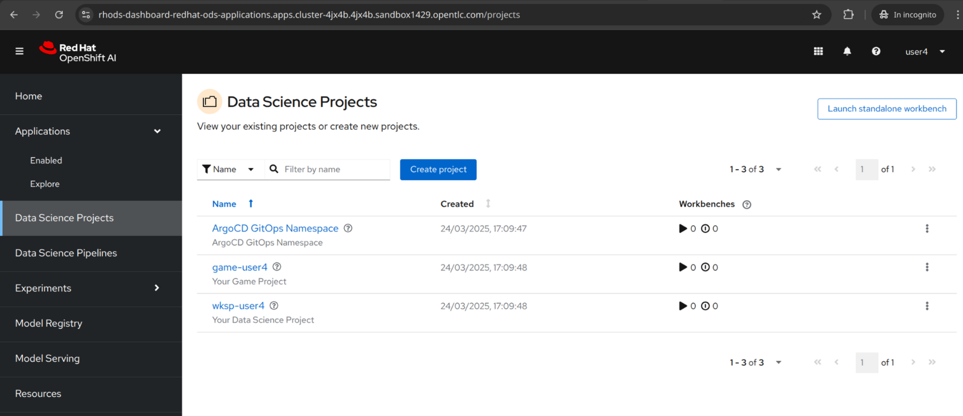 OpenShift AI Projects