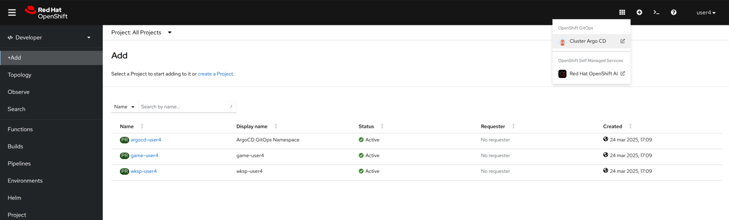 OpenShift Dashboard